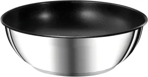Tefal Ingenio Preference Wok Frying Pan 26 cm, Induction, Stainless Steel, Non-Stick Coating, Stackable, Dishwasher-Safe, Made in France L9737702, Grey