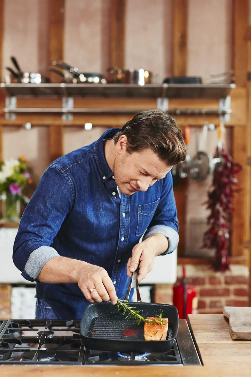 Tefal Jamie Oliver Hard Anodised Premium Series Grill Pan - 23x27cm, Black