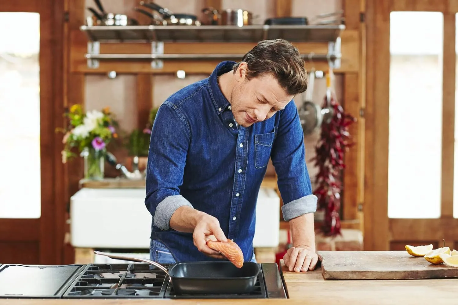 Tefal Jamie Oliver Hard Anodised Premium Series Grill Pan - 23x27cm, Black