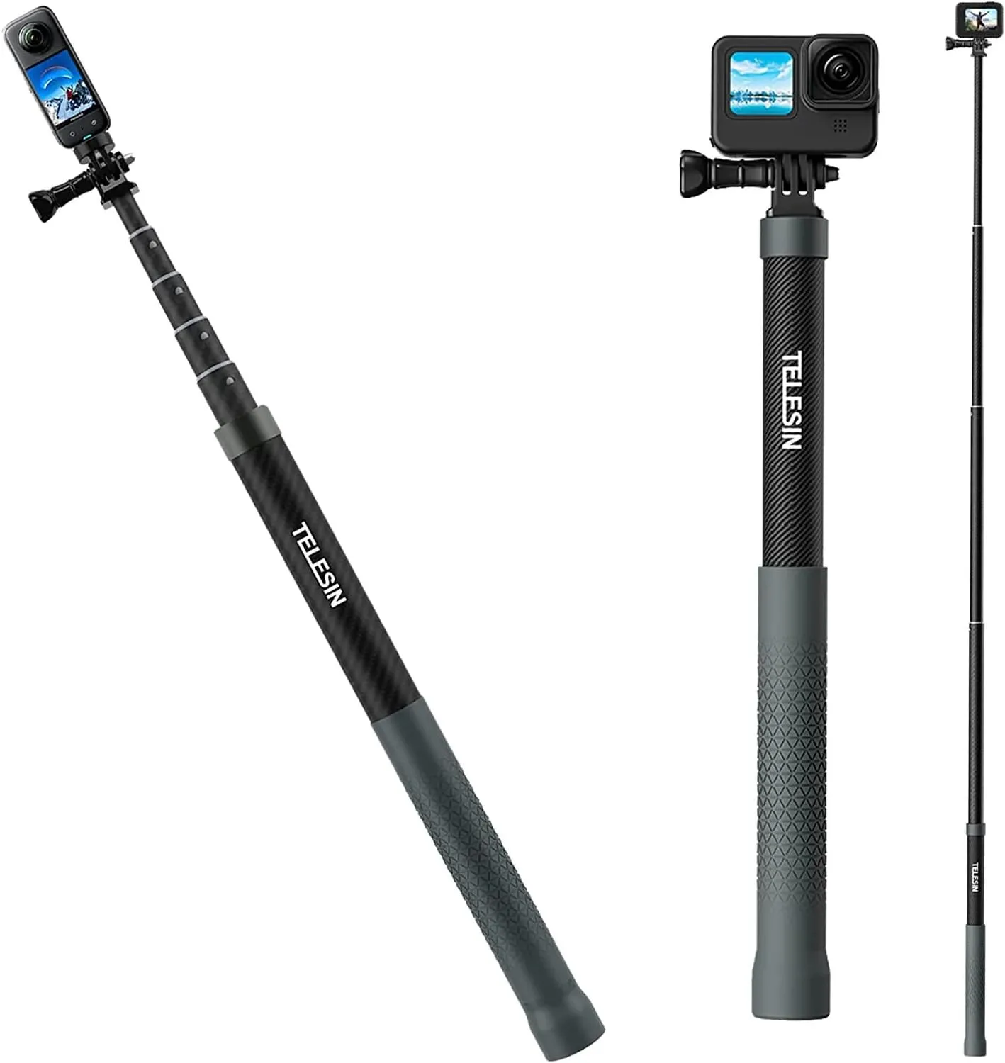 TELESIN G3 Invisible Selfie Stick for GoPro Insta360 (120cm/47.2"), Waterproof Carbon Fiber Extension Pole for Go Pro 13 12 11 10 9 Insta360 X5 X4 X3 Go3 Ace Pro 2 DJI Action 5 Pro Pocket 3 Accessory