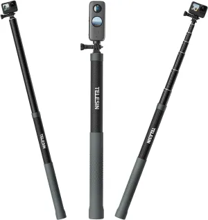 TELESIN G3 Selfie Stick Pole Long Invisible (118"/3M), Carbon Fiber Waterproof Underwater Monopod for GoPro Max 13 12 11 10 9 8, Insta360 X3 X4 X5 Go3 Ace Pro, DJI Action Pocket AKASO Bike Motorcycle