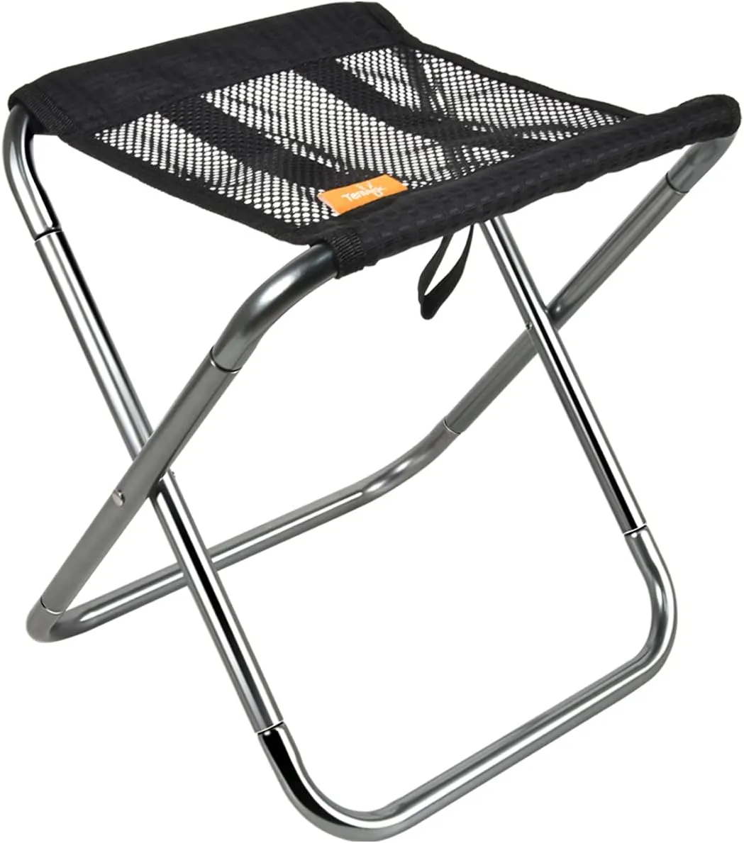 Tentock Folding Chair Lightweight and Compact Small Folding Chair Folding Camping Stool Climbing Chair Convenient to Carry Camping Chair Fishing BBQ Hiking Compact Chair with Storage Bag (Black)