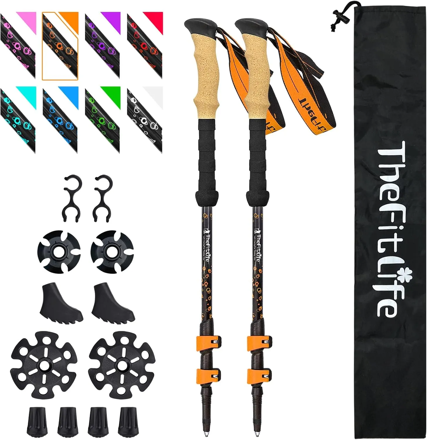 TheFitLife Ultralight Trekking Poles: Carbon Fiber, Collapsible & Telescopic
