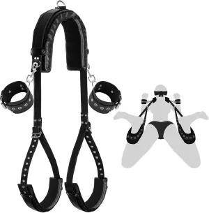 Thigh Strap Bondage Restraints Kit - UTIMI Adjustable Thigh Harness Sets with Handcuffs Neck to Thigh Leg Straps with Quick-Release Metal Buckles Adult Sex Toys for BDSM Men Women Couples Game Play
