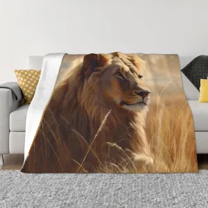 Throw Blanket for Couch Reversible Plush Blanket 40"x30" Soft Lightweight Flannel Blanket Prairie Lion Throw Blanket Sofa Bed Chair Decorative Throw for Bed Picnic Camping