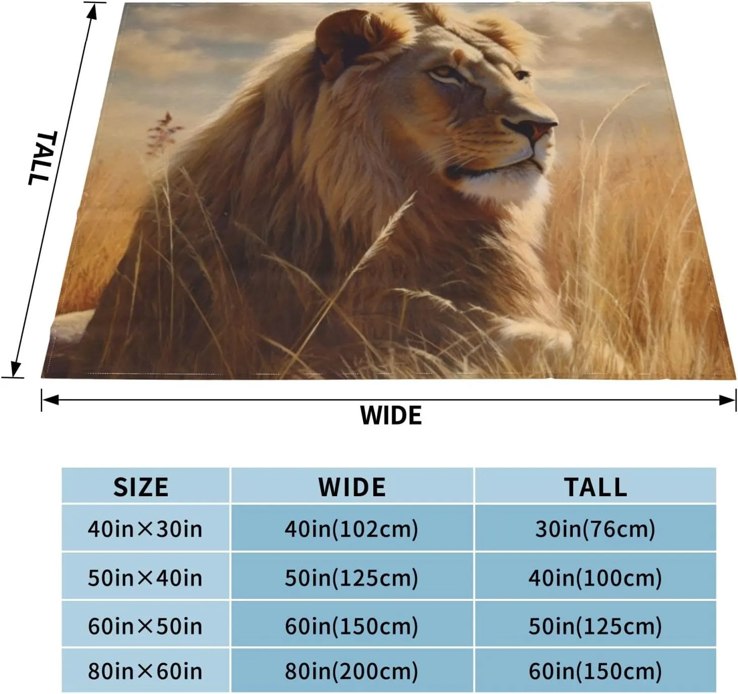 Throw Blanket for Couch Reversible Plush Blanket 40"x30" Soft Lightweight Flannel Blanket Prairie Lion Throw Blanket Sofa Bed Chair Decorative Throw for Bed Picnic Camping