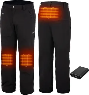 TIDEWE Hunting Pants Heated for Men with Battery Pack, Water Resistant Rechargeable Hiking Pants for Trekking Skiing Climbing