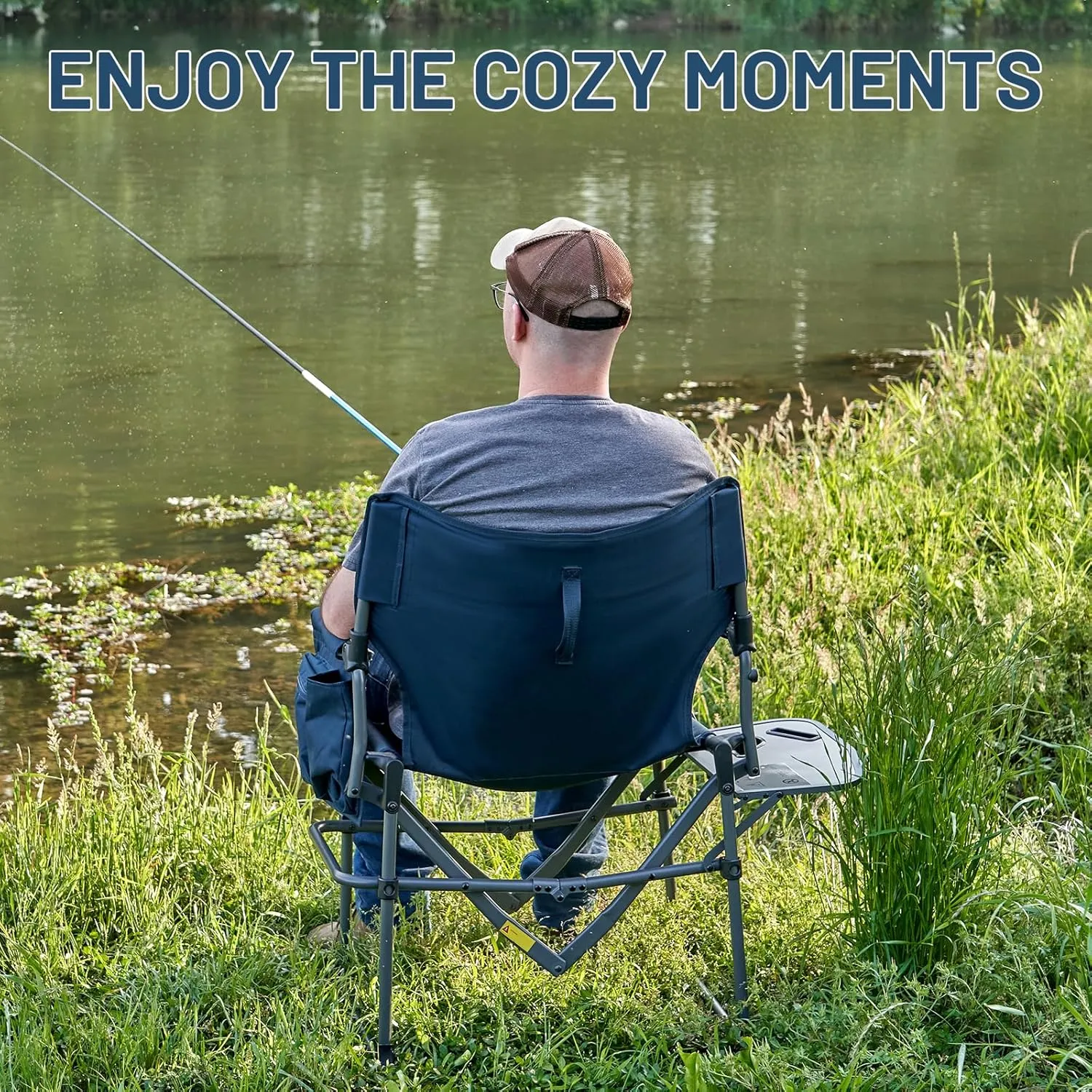 TIMBER RIDGE Aluminum Camping Directors Chair with Side Table Pocket, Portable Folding Chair, Heavy Duty Lawn Chair for Fishing Trip Picnic Concert Outdoor 400lbs, Grey