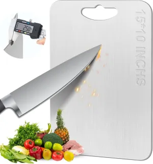Titanium Cutting Board 15x10 inch, 100% Pure Titanium Cutting Board For Kitchen, 2025 New Thick Double-Sided Food-Grade Metal Chopping Board For Cutting Meats Fruits Vegetables, Dishwasher Safe