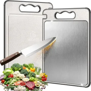 Titanium Cutting Board, Double Sided Chopping Board for Kitchen, Non Toxic Non Slip Cutting Board, Juice Groove, Food-Grade, Titanium and Wheat Straw PP, Dishwasher Safe, Easy to Clean ﻿