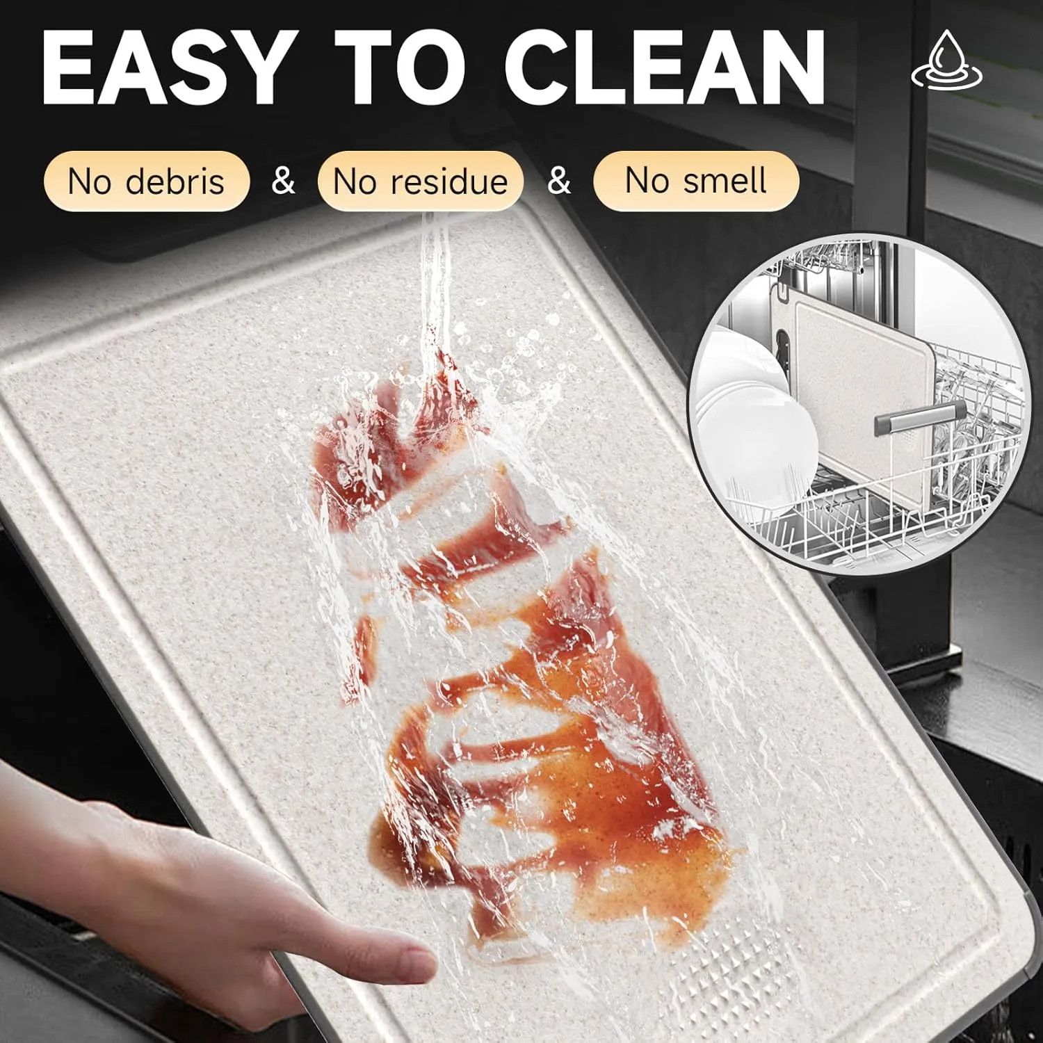 Titanium Cutting Board, Double Sided Chopping Board for Kitchen, Non Toxic Non Slip Cutting Board, Juice Groove, Food-Grade, Titanium and Wheat Straw PP, Dishwasher Safe, Easy to Clean ﻿