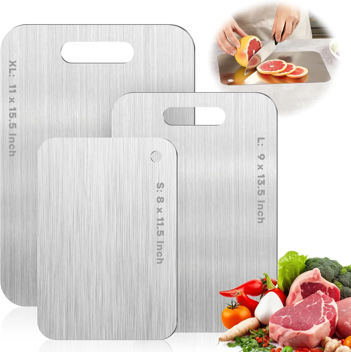 Titanium Cutting Boards for Kitchen-2025 New Upgrade 100% Pure Titanium Cutting Boards Double Sided Non Toxic Titanware Cutting Board,Hygiene Durable Dishwasher Safe Chopping Board(2PC-S L)