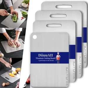 Titanium Cutting Boards for Kitchen - Dual-Sided Stainless Steel Cutting Board Hangable Design, Easy to Clean, Durable and Rust-Resistant for Meat, Vegetables & Fruits