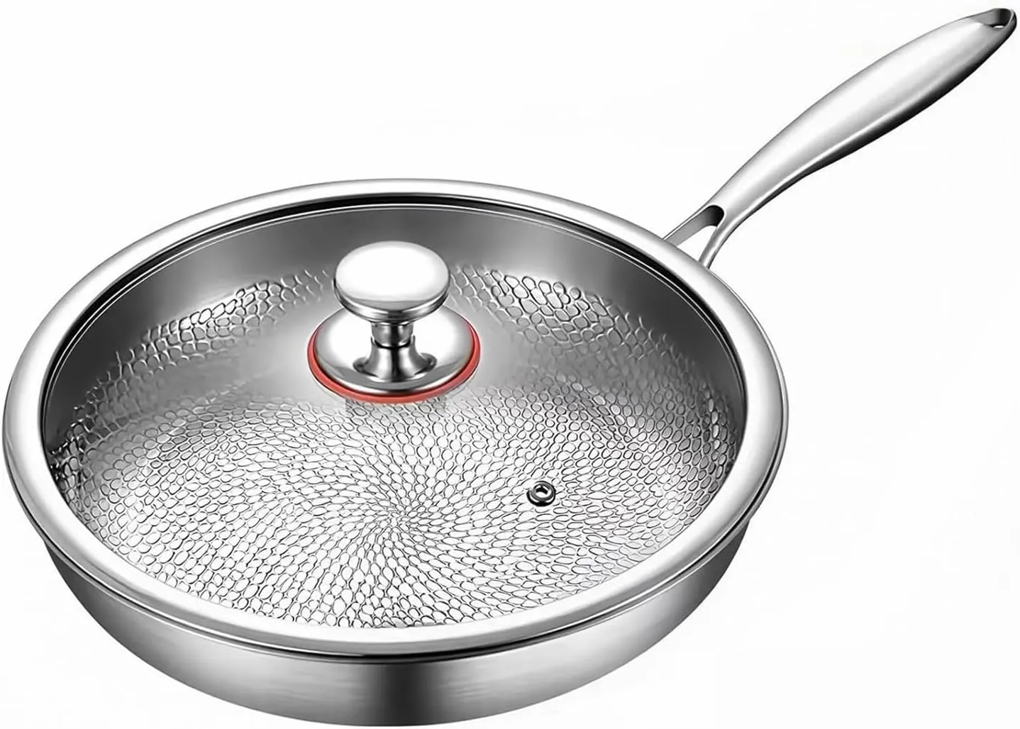 Titanium Hammered Pan Pro - Frying Pans with Lid - Nonstick Scratch-Resistant Titanium Nutri Pan Set, Ultra-DurableCookware for Induction Stove Includes Spatula (26cm /10.23inch)