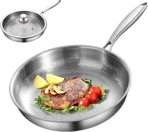 Titanium Hammered Pan Pro, Taima Titanium Nutri Pan with Lid, Multifunctional Pots and Pans Set Non Stick TitaniumFrying Pans for Cooking (30cm/11.8in)