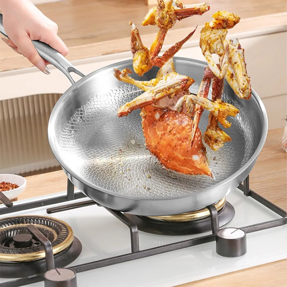 Titanium Hammered Pan Pro with Lid, 2025 New Ultra-Durable Pure Titaniums Non-Stick Frying Pan Upgraded Pot for Cooking, Pure Titanium Frying Skillets Set Even Heating (11.02in, with lid)
