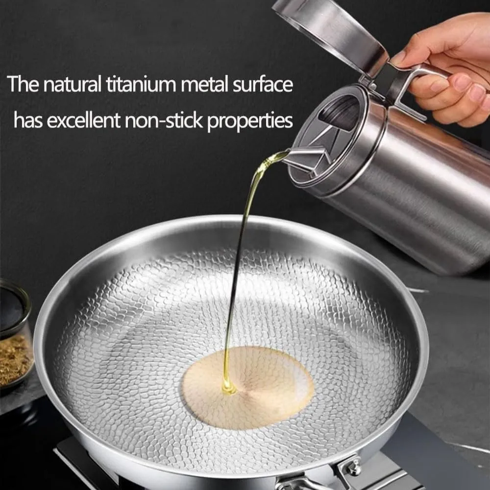 Titanium Hammered Pan Pro With Lid, Siraat Pure Titanium Pan Hammered Pattern, 10/11/11.8inch Non Stick Frying Pans For Cooking, Scratch Resistant (11in-with Lid)
