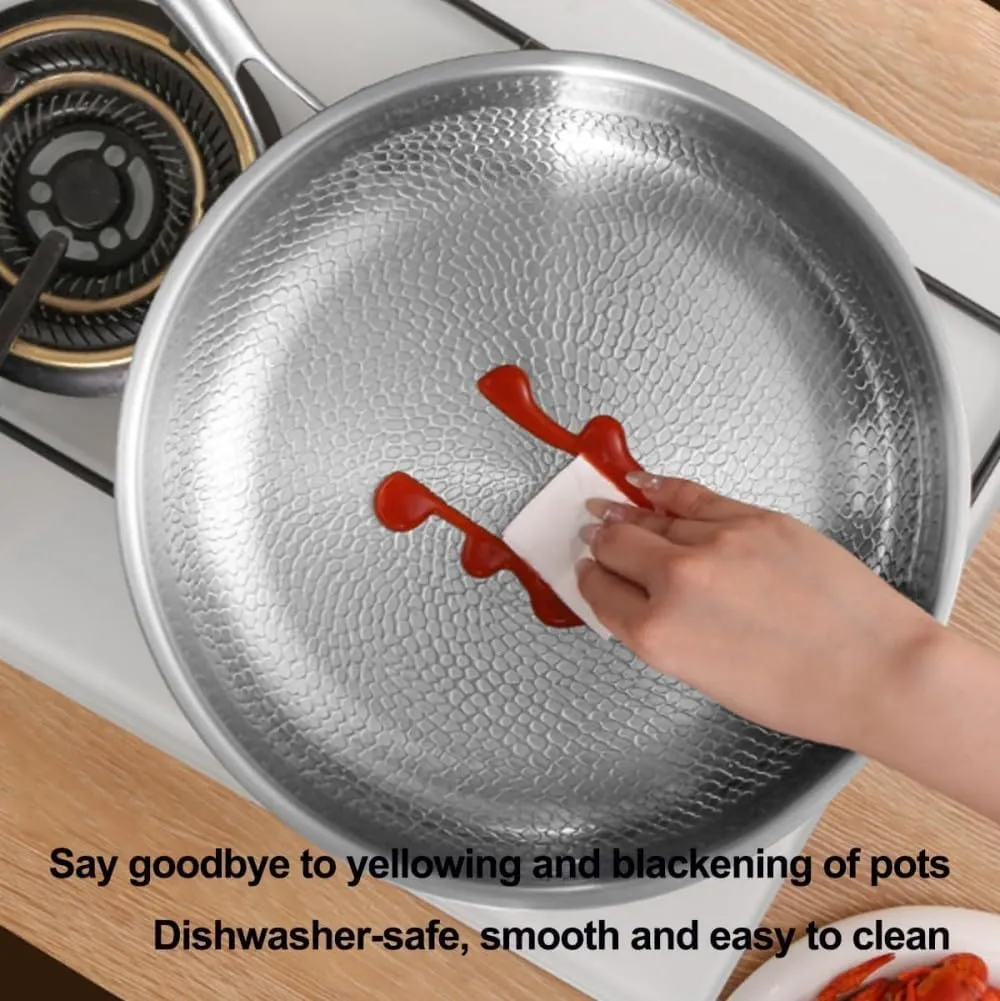 Titanium Hammered Pan Pro With Lid, Siraat Pure Titanium Pan Hammered Pattern, 10/11/11.8inch Non Stick Frying Pans For Cooking, Scratch Resistant (11in-with Lid)