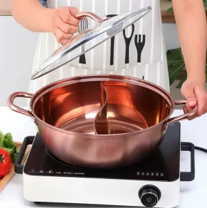 Titanium Plated Hot Pot – Dual-Section Stainless Steel Cookware
