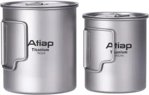 Titanium Pot 750ml Backpacking Pot Camping Coffee Pot Camp Mug Camping Pot with Lid Foldable Handle Portable Lightweight