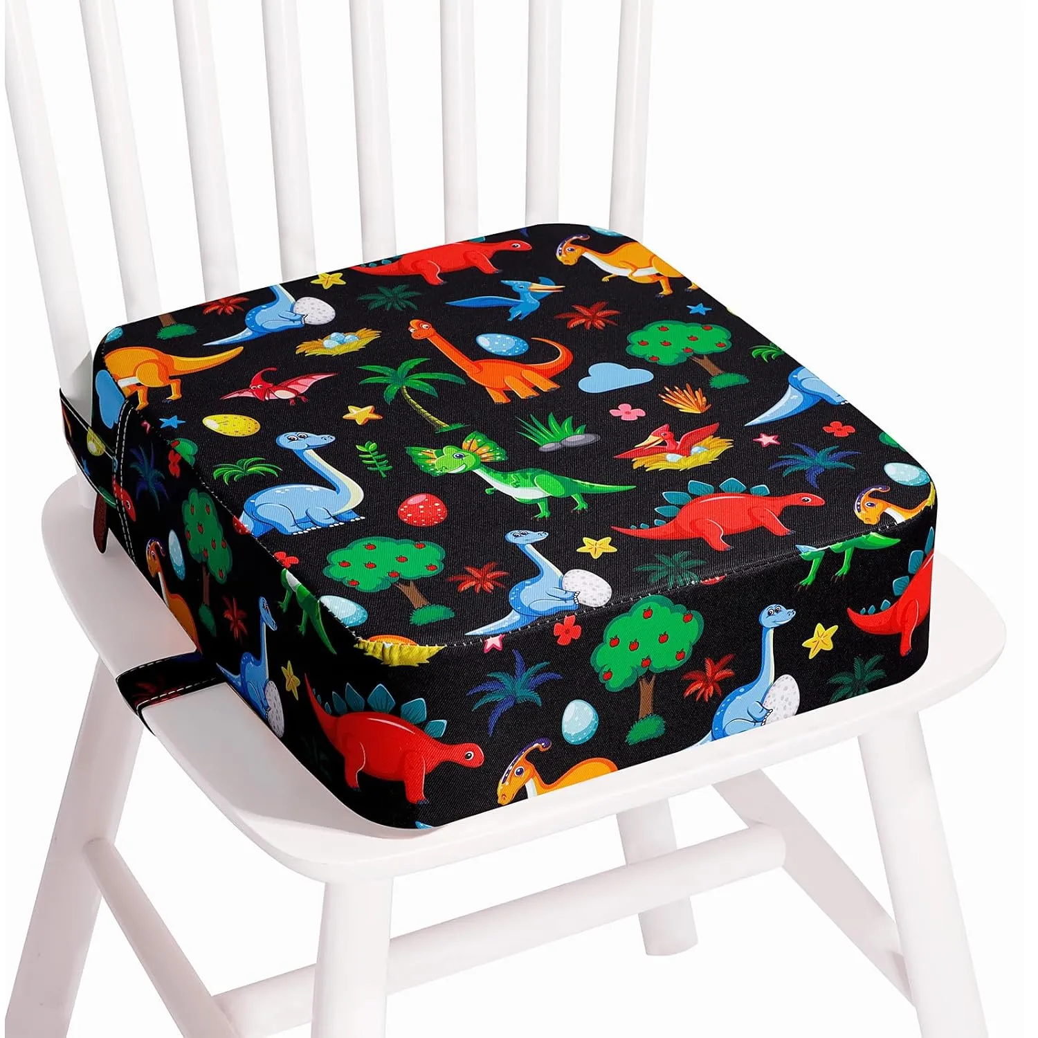 Toddler Booster Seat for Kitchen Chair, Non-Slip Kids Dining Table Booster Seat with Adjustable Safer Straps, Portable Baby Eating Travel Camping Increasing Cushion