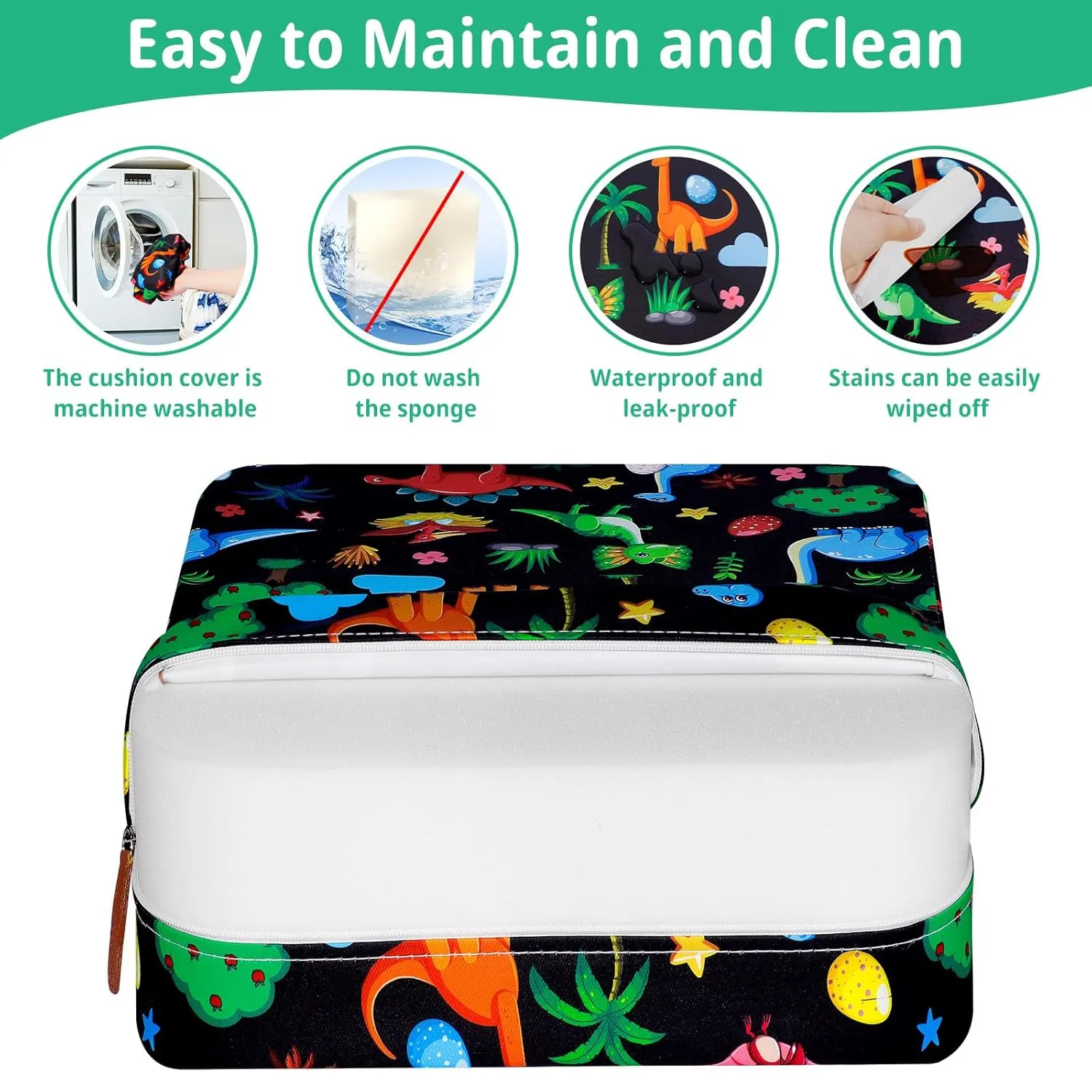 Toddler Booster Seat for Kitchen Chair, Non-Slip Kids Dining Table Booster Seat with Adjustable Safer Straps, Portable Baby Eating Travel Camping Increasing Cushion