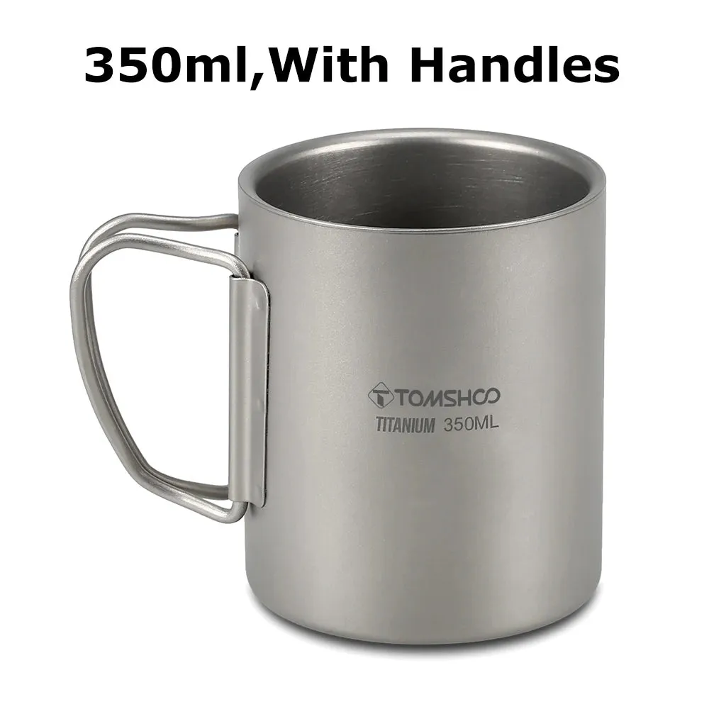TOMSHOO Double-Wall Titanium Cup – Insulated Water & Coffee Mug for Camping & Home