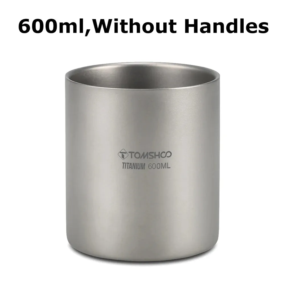TOMSHOO Double-Wall Titanium Cup – Insulated Water & Coffee Mug for Camping & Home