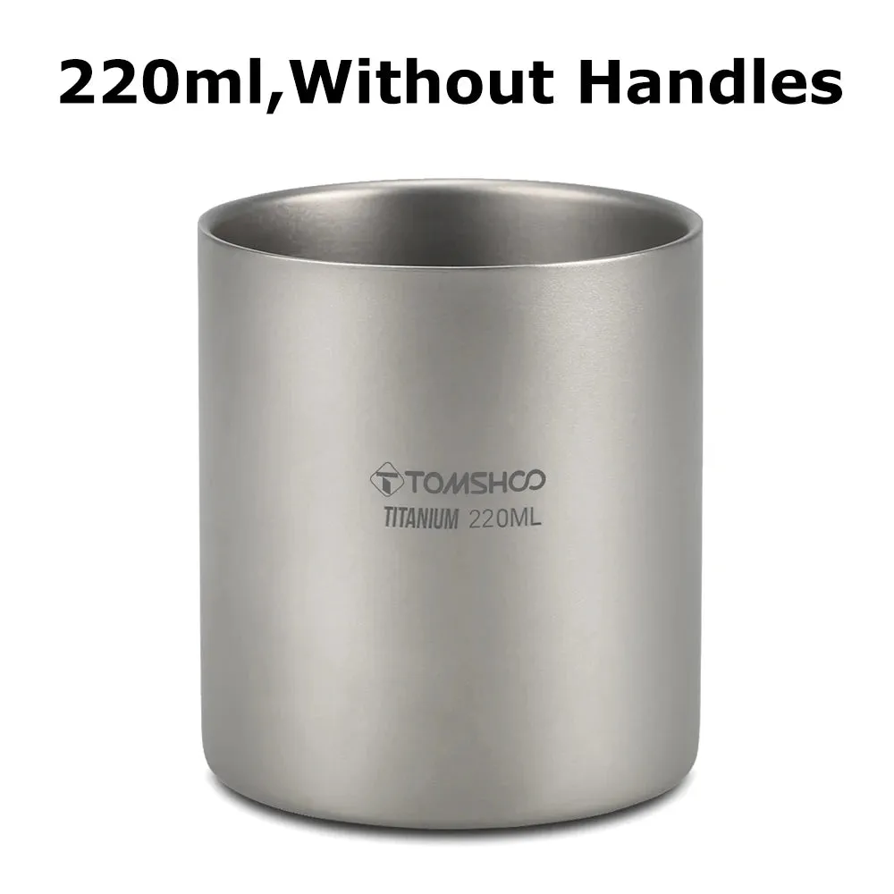 TOMSHOO Double-Wall Titanium Cup – Insulated Water & Coffee Mug for Camping & Home