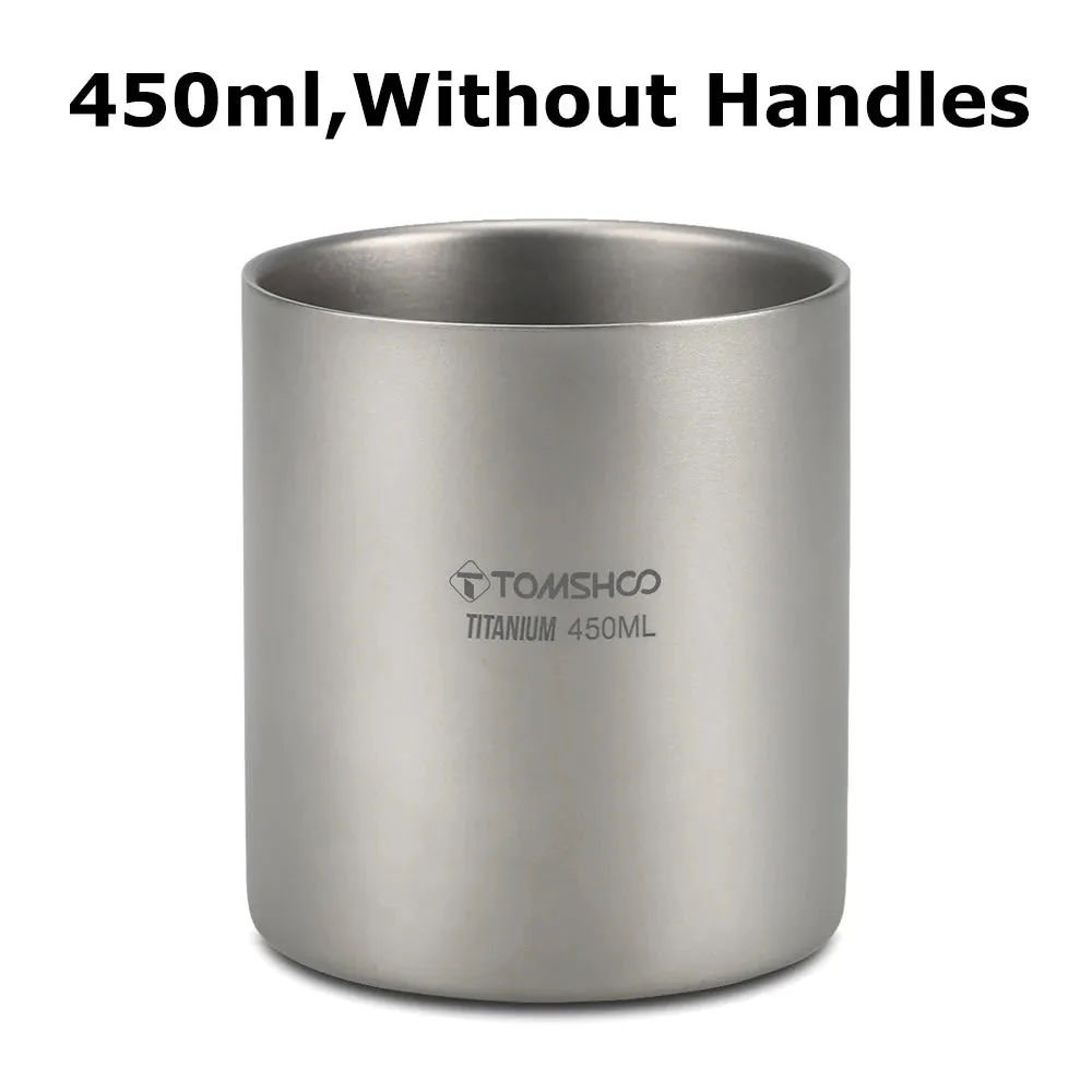 TOMSHOO Double-Wall Titanium Cup – Insulated Water & Coffee Mug for Camping & Home