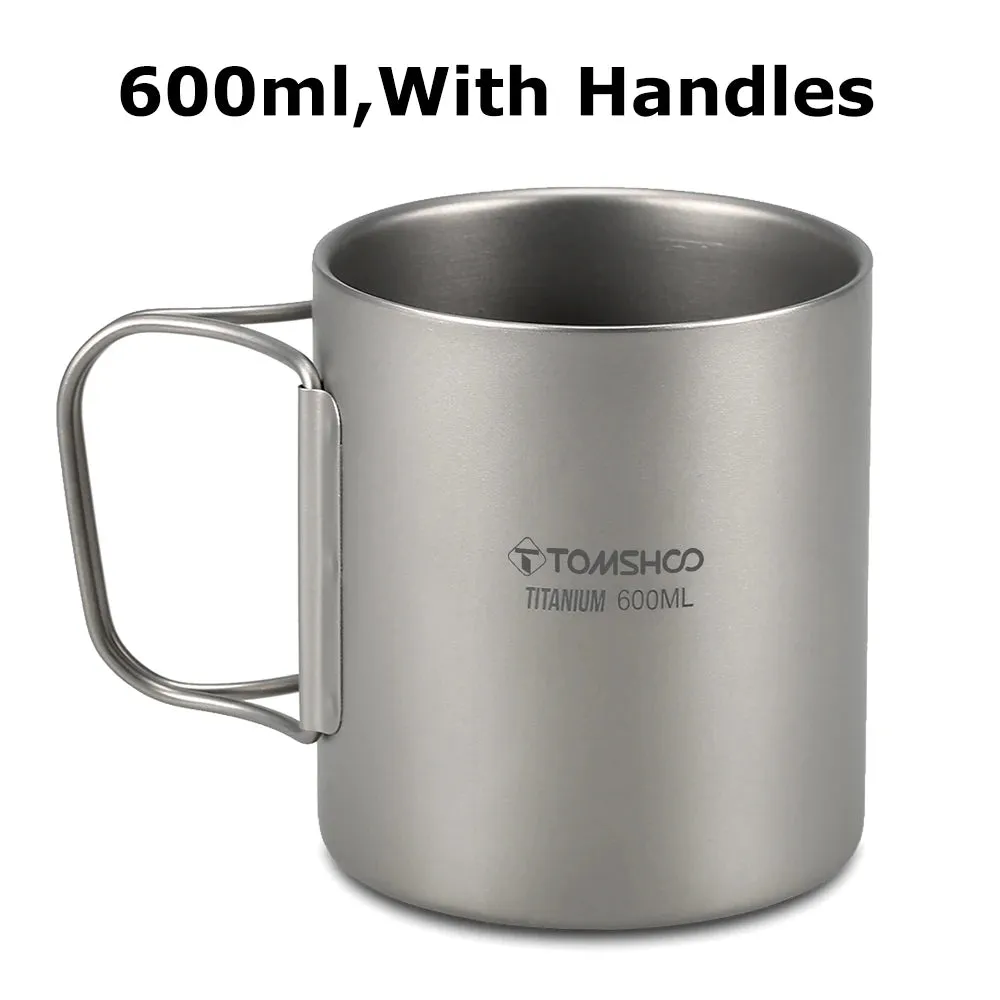 TOMSHOO Double-Wall Titanium Cup – Insulated Water & Coffee Mug for Camping & Home
