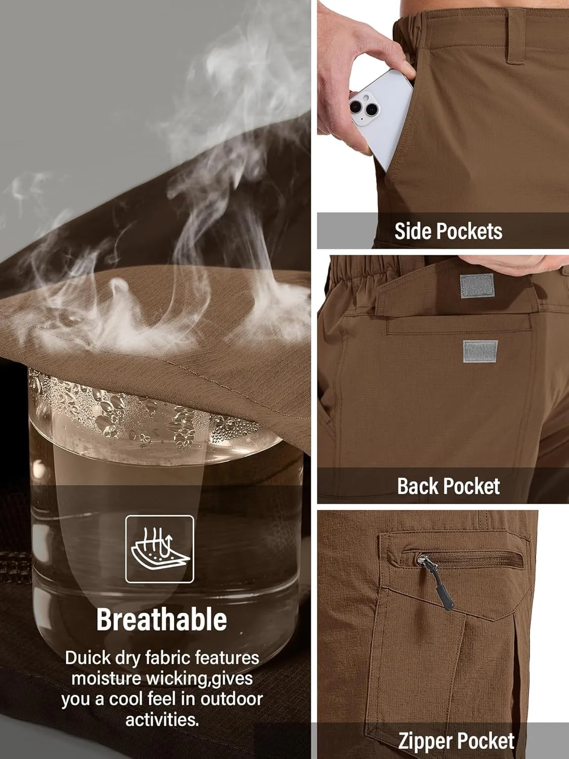 Toomett Mens Hiking Cargo Shorts Quick Dry Lightweight Travel Fishing Camping Golf Shorts with Multi Pockets