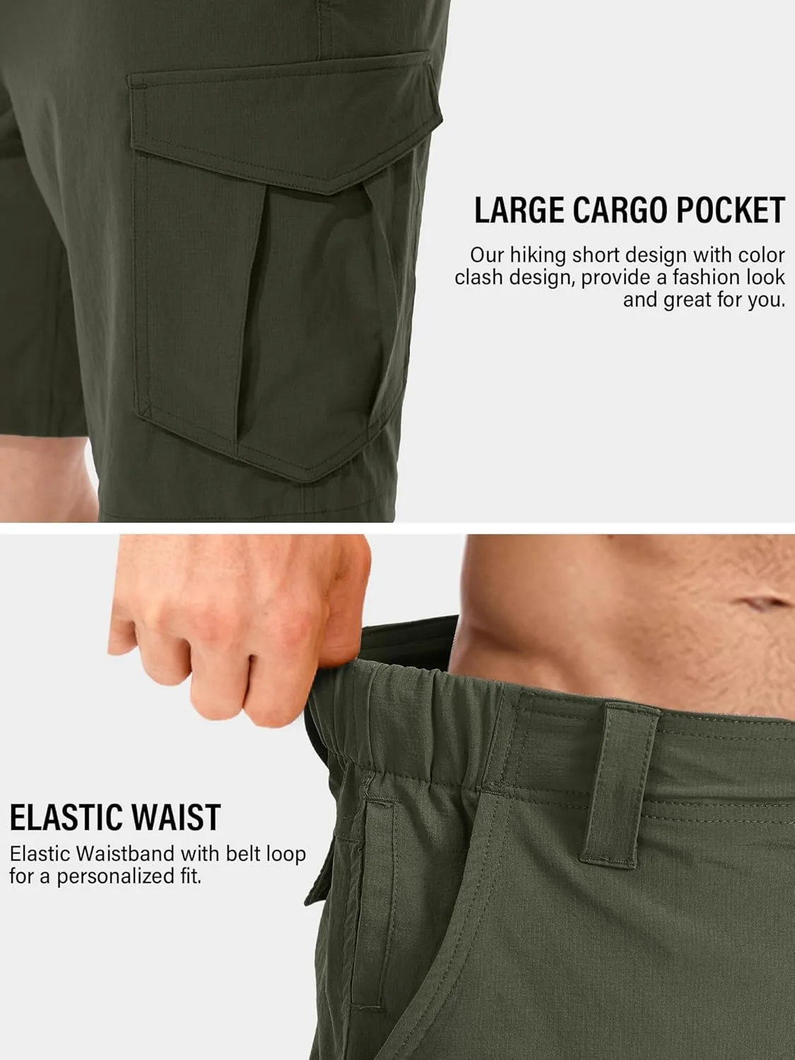 Toomett Mens Hiking Cargo Shorts Quick Dry Lightweight Travel Fishing Camping Golf Shorts with Multi Pockets
