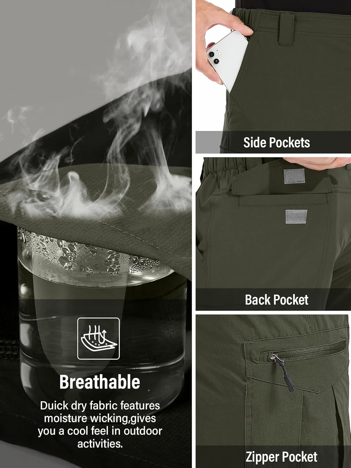Toomett Mens Hiking Cargo Shorts Quick Dry Lightweight Travel Fishing Camping Golf Shorts with Multi Pockets