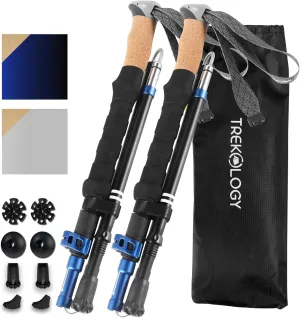 TREKOLOGY Trek-Z Cork Grip Trekking Poles – Lightweight Folding Hiking Poles, Adjustable Height, Compact Travel Design, Aircraft-Grade Aluminum Walking Sticks for Men & Women
