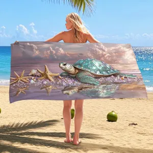 Turquoise Turtle Beach Towel Artistic Ocean Design Sand Free Lightweight Microfiber Quick Dry Bath Towel for Travel Pool Camping Picnic Essentials 62x31 Inch