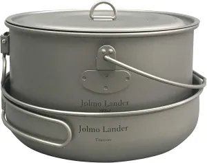Ultralight Backpacking Camping Pot and Frying Pan Set,Titanium Pot 1950ml with Bail Handle Titanium Frying Pan D175mm