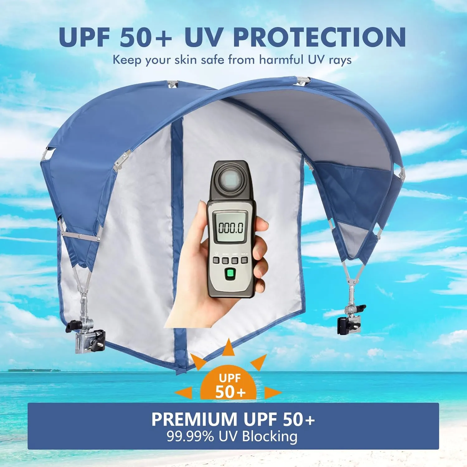 Universal Chair Canopy Umbrella, UPF 50  Sun Shade with Adjustable Clamp Clip for Beach, Camping, Sports, Lawn, Zero Gravity, Wheelchair, Wagon