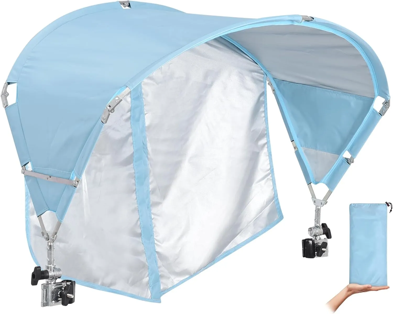 Universal Chair Umbrella Canopy, UPF 50  Sun Shade with Adjustable Clamp Clip for Beach Chair, Outdoor Camping Chair, Sports Chair, Lawn Chair, Tanning Chair, Zero Gravity Chair, Blue 2 Pack