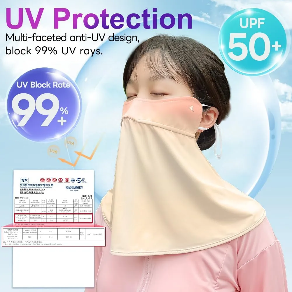 UPF 50  Sun Protective Balaclava, UV Protective Face Cover, Golf Cycling Trekking Face Cover, Washable Outdoor Face Cover