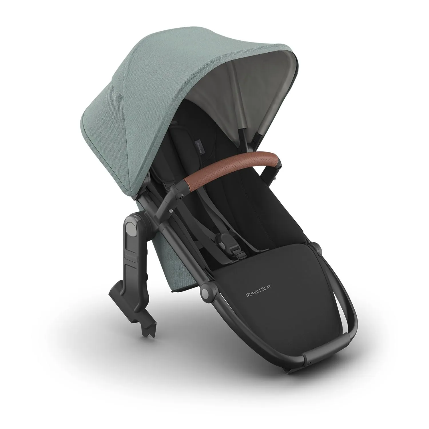 UPPAbaby RumbleSeat V3 Second Lower Seat - Compatible with Vista V2 and Vista V3 - All-Weather Seat   Magnetic Buckle – Adapters Included - Kenzi (Mystic Aqua/Carbon Frame/Saddle Leather)