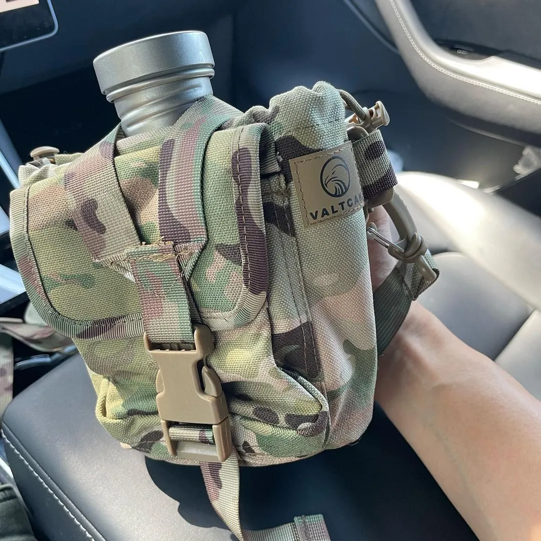Valtcan Titanium EndurePro Canteen with Mess kit Water Bottle Set Hydrate for Survival 1.1L, 750ml, 400ml Lunchbox cup with lid and Carrying Case 350g