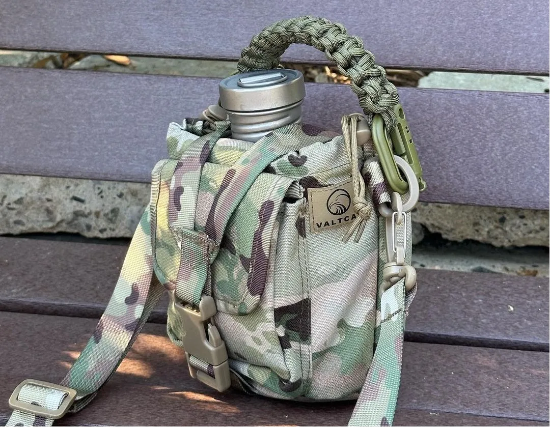Valtcan Titanium EndurePro Canteen with Mess kit Water Bottle Set Hydrate for Survival 1.1L, 750ml, 400ml Lunchbox cup with lid and Carrying Case 350g