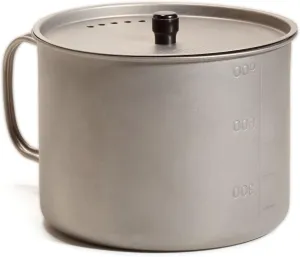 Vargo Titanium Ti-Lite 900 Mug | Large Titanium 900 ml capacity (30 oz) Pot for Cooking | Portable Titanium Cooking Pot for Outdoors | Cooking Mug with Strainer Lid T-417