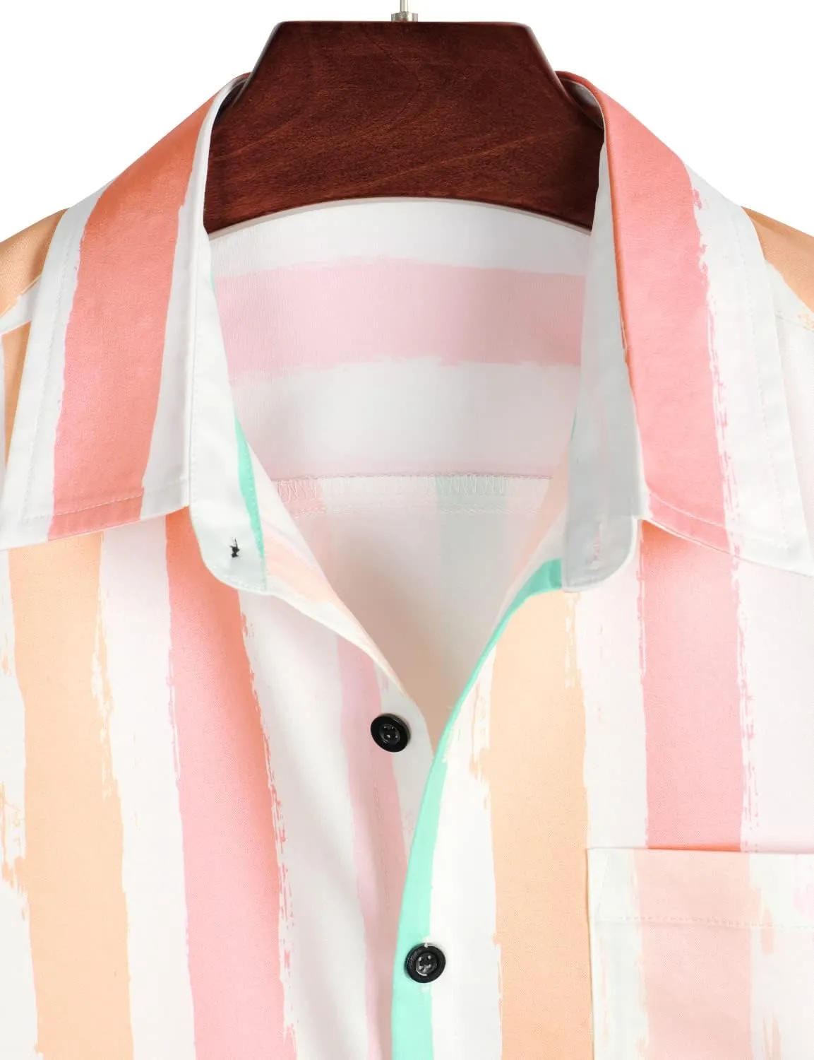 VATPAVE Mens Striped Summer Shirts Casual Button Down Short Sleeve Beach Stylish Untucked Hawaiian Shirts