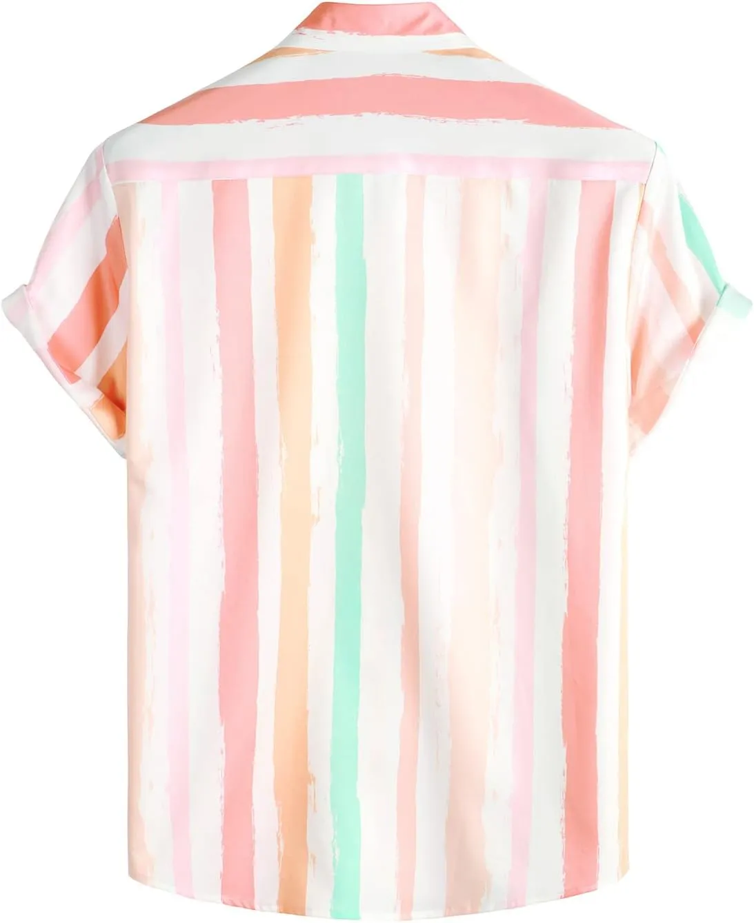 VATPAVE Mens Striped Summer Shirts Casual Button Down Short Sleeve Beach Stylish Untucked Hawaiian Shirts
