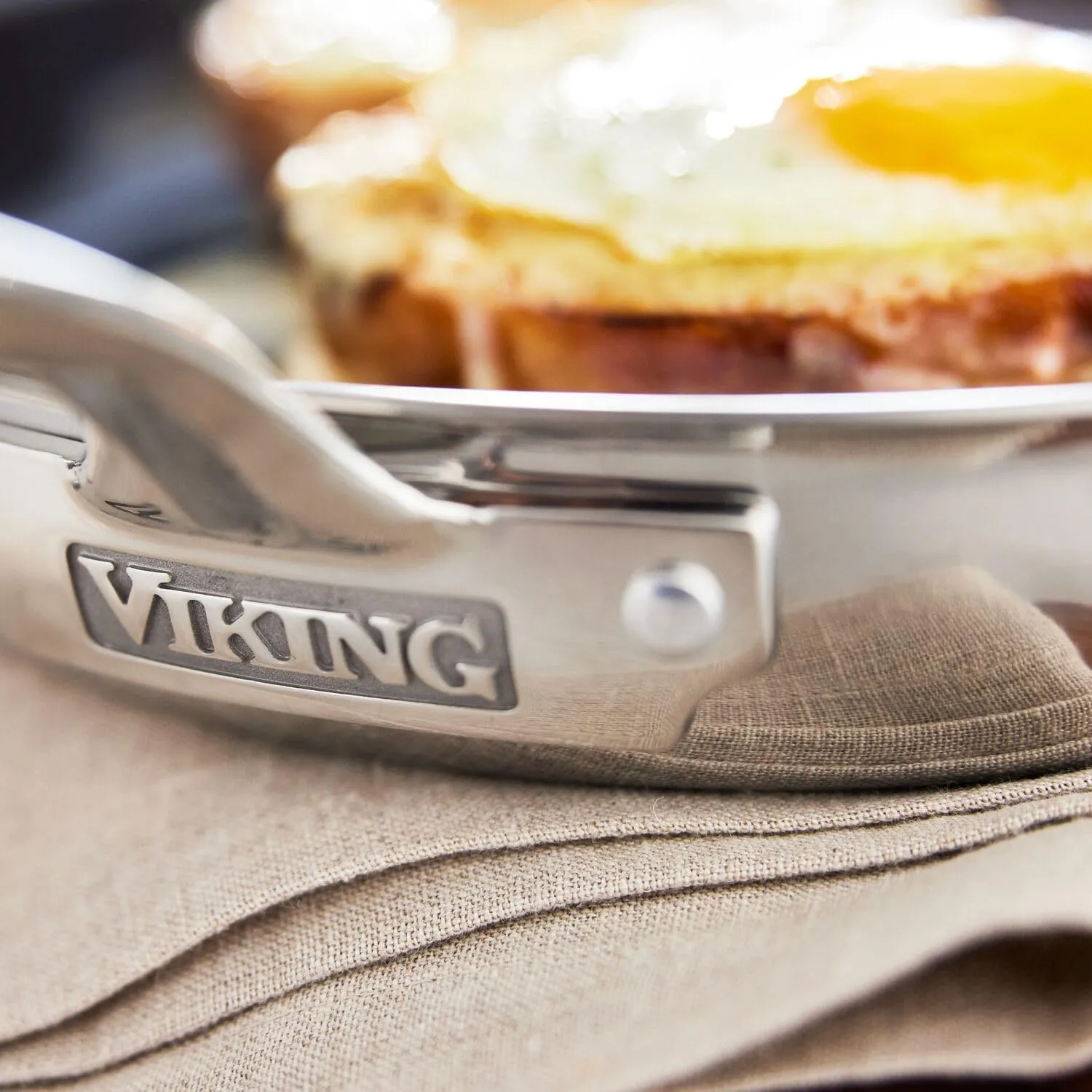 Viking 4-Ply Frying Pan, 8 Inch Laser Clad Titanium Performance Ti Kitchen Cookware, Blue/SIlver