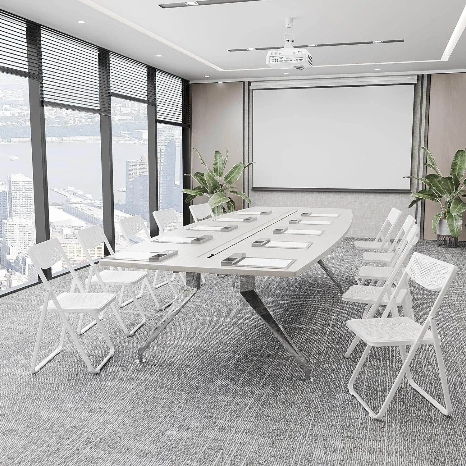VINGLI Plastic Folding Chairs, Comfortable Foldable Chair with Breathable Mesh Seat and Sturdy Metal Frame 350lbs Capacity for Indoor and Outdoor Use, Party, Event, Office, Dining, White, 4 Pack