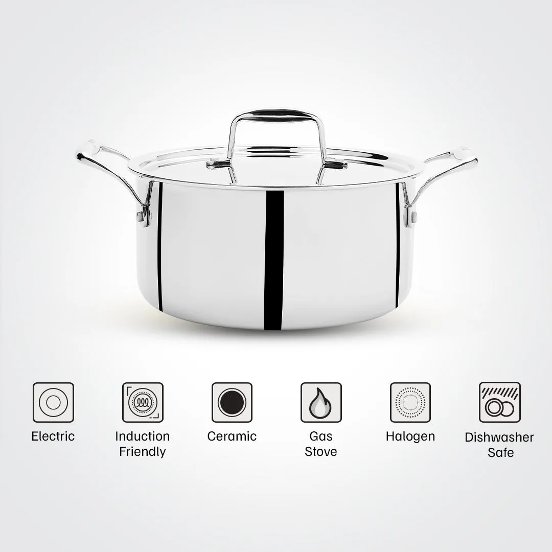 VINOD Doniv Titanium Triply Stainless Steel Sauce Pot with Cover 24 cms, Capacity 5.00 Liter