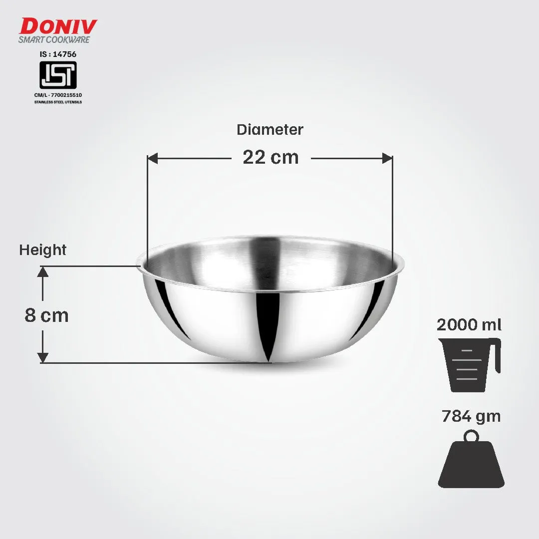 VINOD Doniv Titanium Triply Stainless Steel Tasla 22 cms, 2.00 Liter Capacity, Induction Friendly